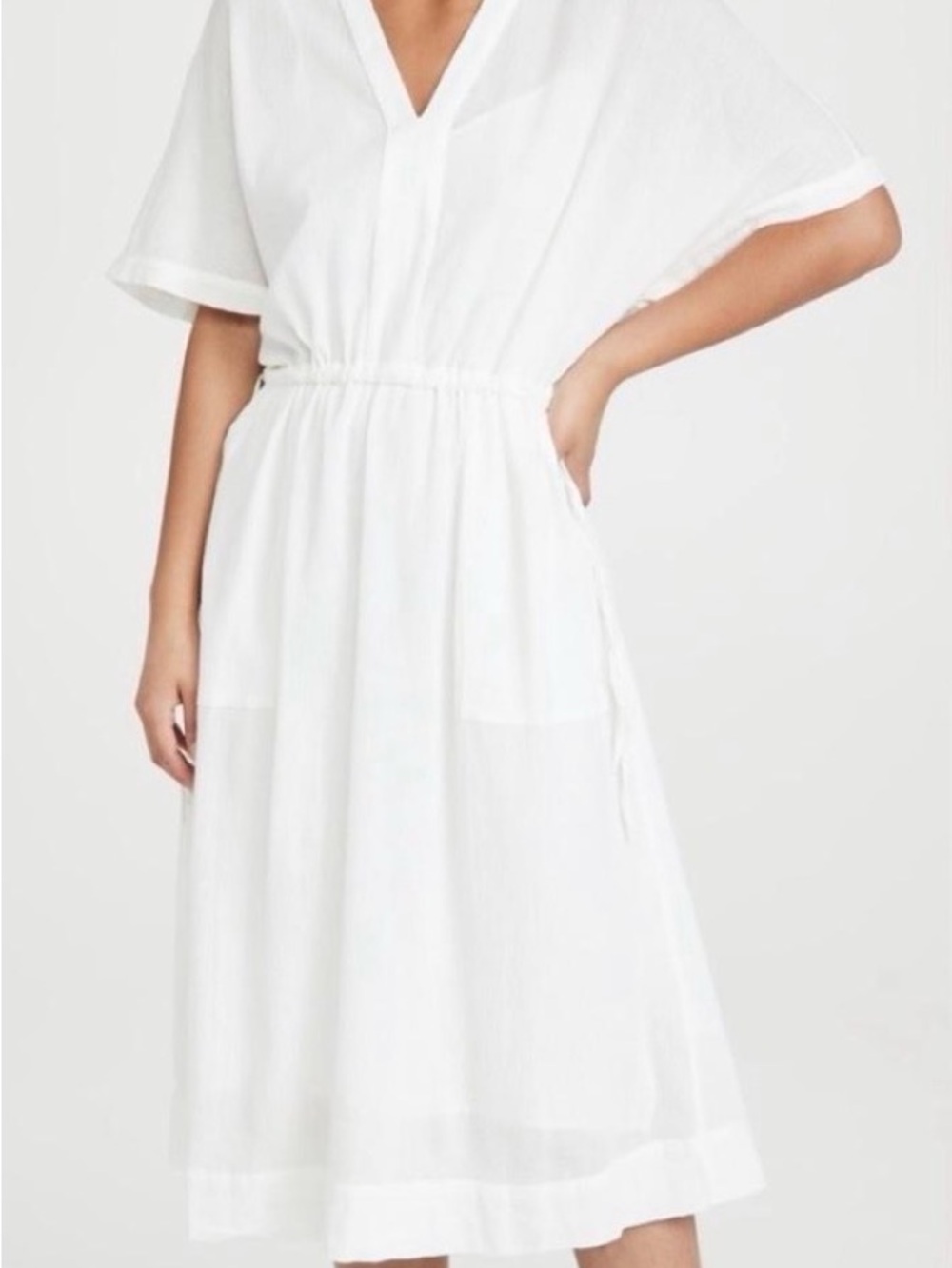 rag & bone White V-Neck Maxi Dress with Elastic Waist